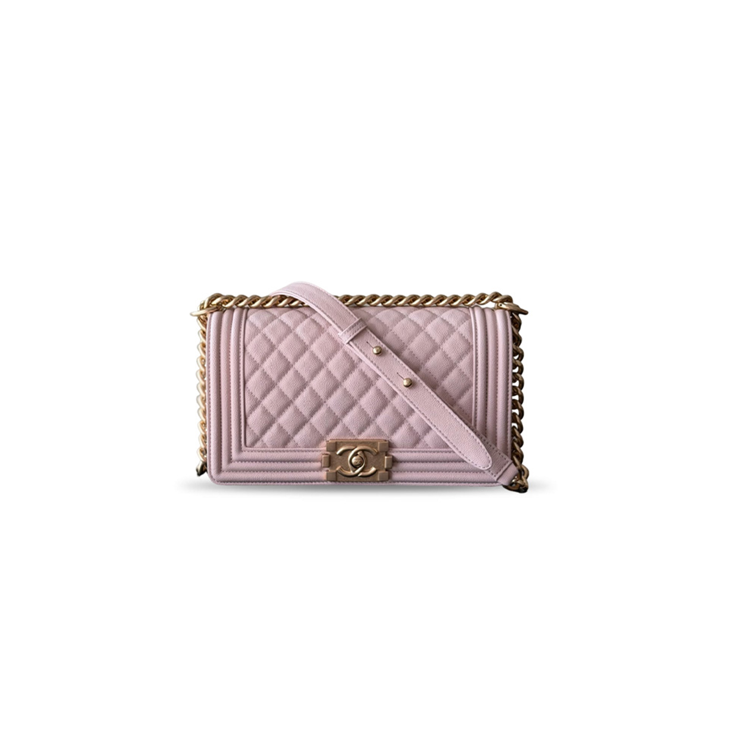 CHANEL MASTER MEDIUM BOY HANDBAG CAVIAR CALFSKIN FINISH METAL (25*15*9cm)